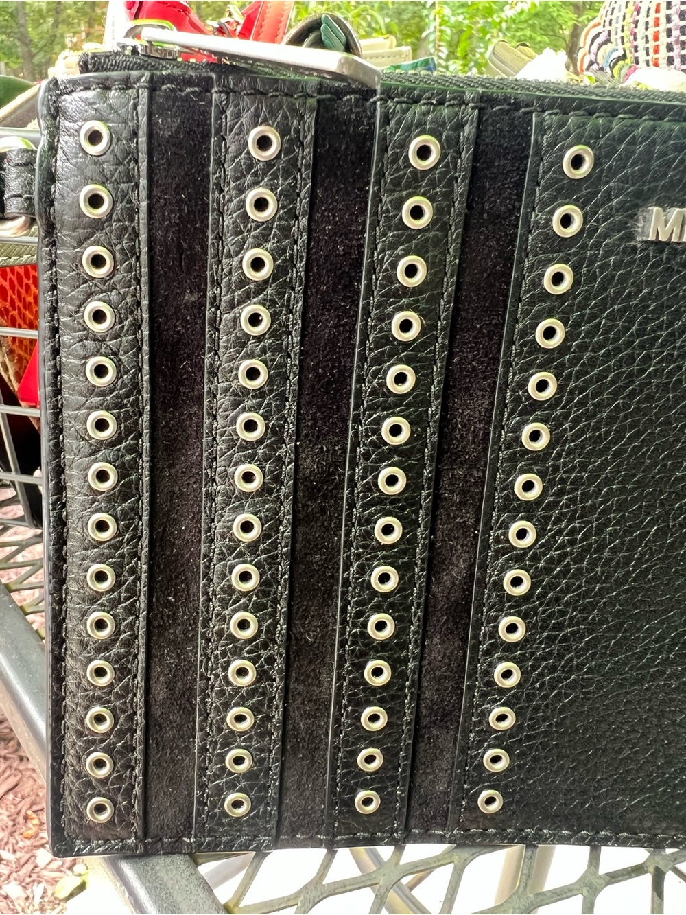 Michael Kors Black Pebbled Leather Eyelet Wristlet Pouch - Picture 5 of 5